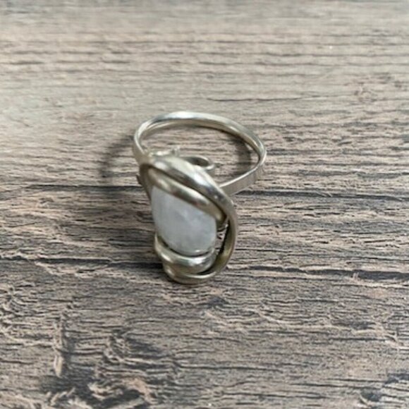 White Beach Sea Glass Adjustable Silver Ring Sz 7 - Picture 5 of 10